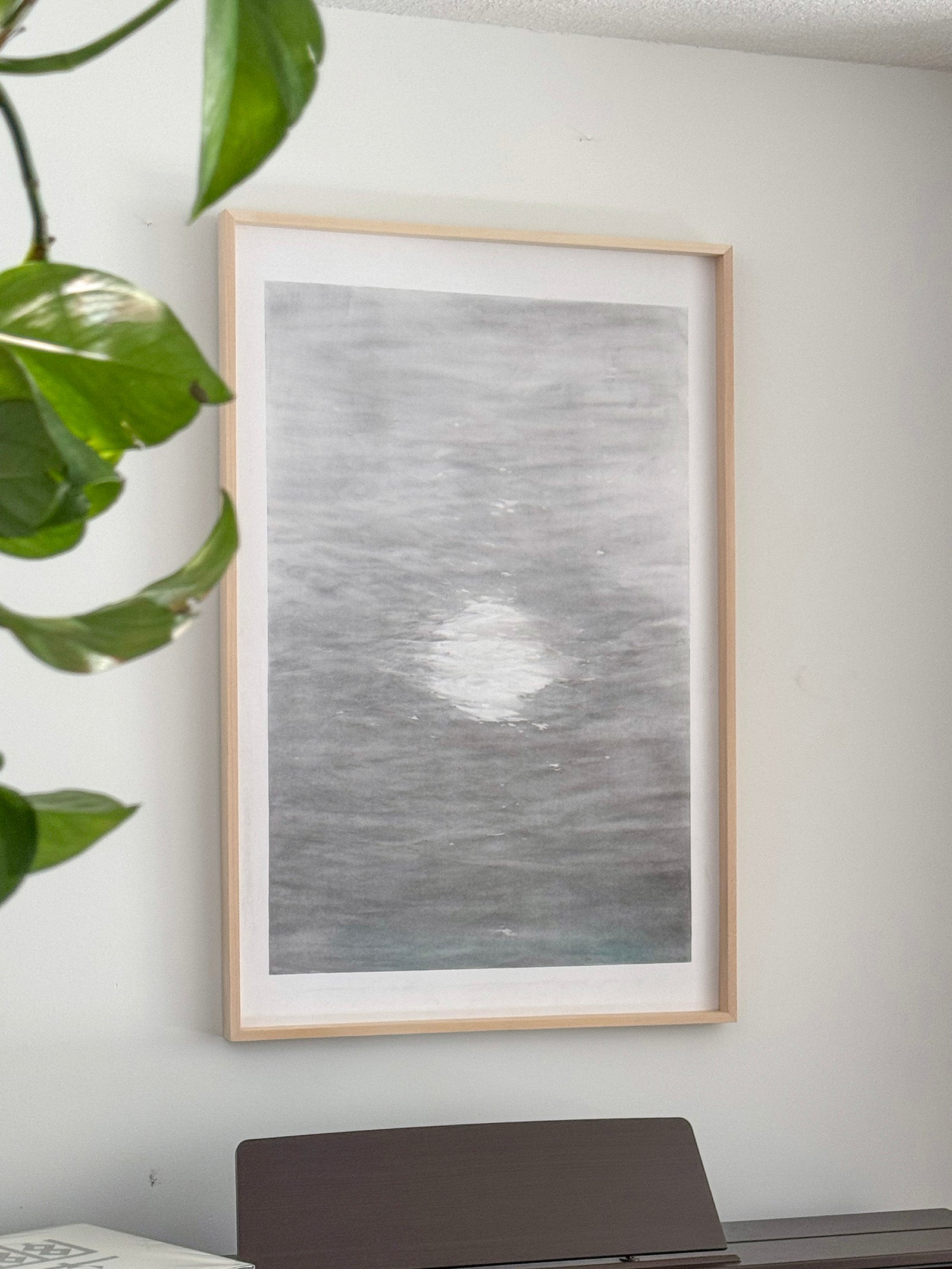 Original moon artwork in charcoal, graphite pencil on Bristol paper by Canadian artist Wanru Kemp.